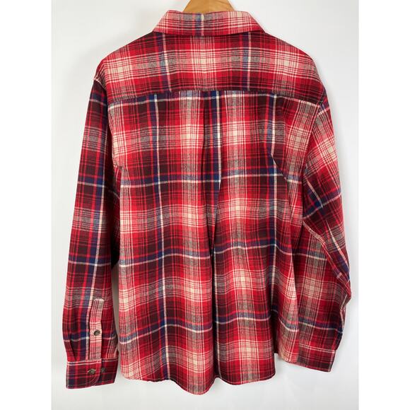 Old Mill Red Plaid Flannel Long Sleeve Shirt XL - Picture 7 of 9